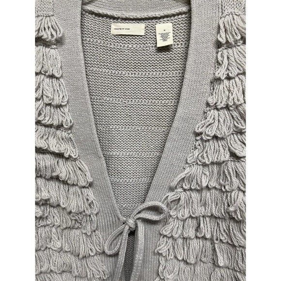 Anthropologie Sleeping On Snow Wool Blend Loop Fringe Vest Cardigan Size M Gray - Picture 5 of 9